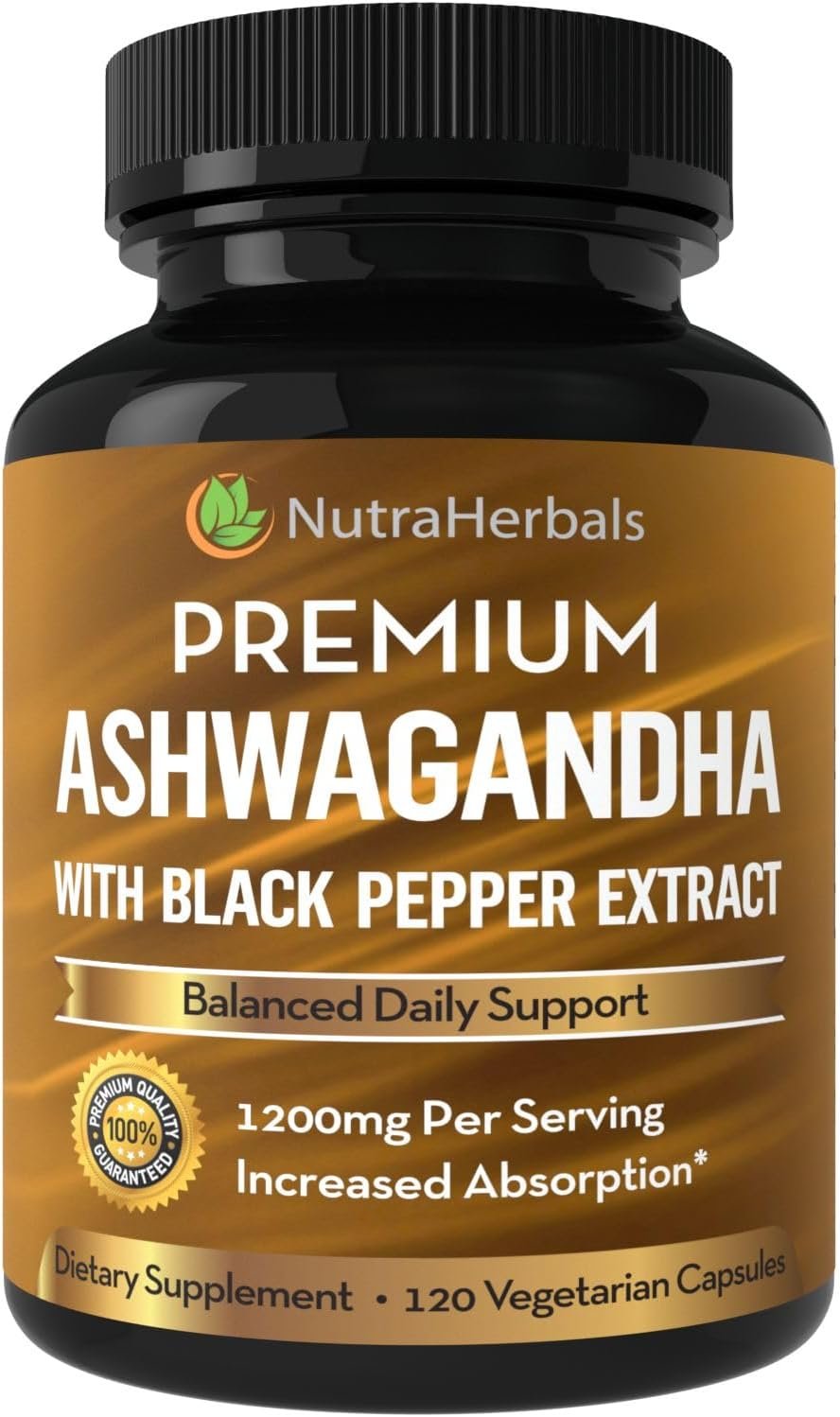 Organic Ashwagandha Root Powder 1200mg - 120 Veggie Capsules - Ashwaganda Supplement - Black Pepper Extract For Increased Absorption | Premium Ashwagandha for Men and Women. Potent Formula with Enhanced Absorption for Mood Support